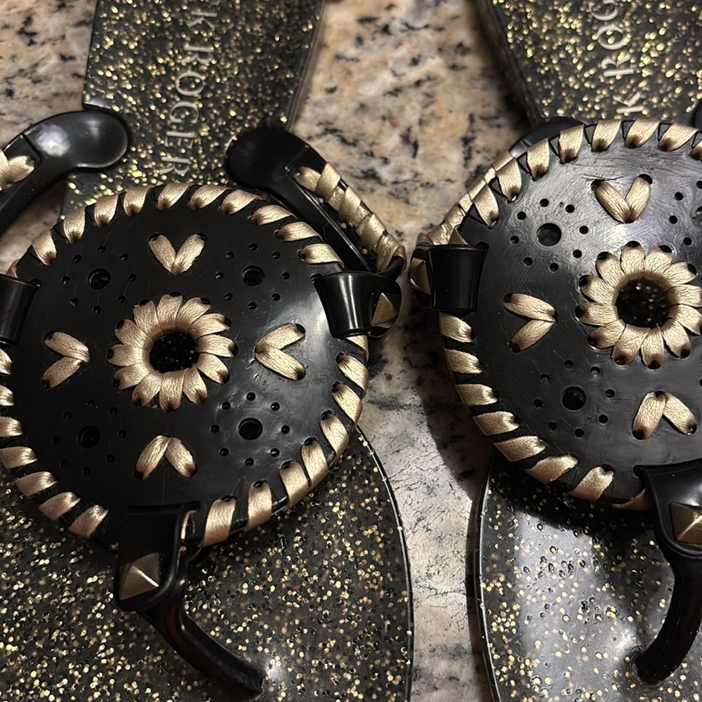 Jack rogers Stylish Black and Gold Women's Sandals - Picture 2 of 4